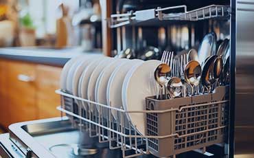 Plumbing services for dishwasher installation and setup.