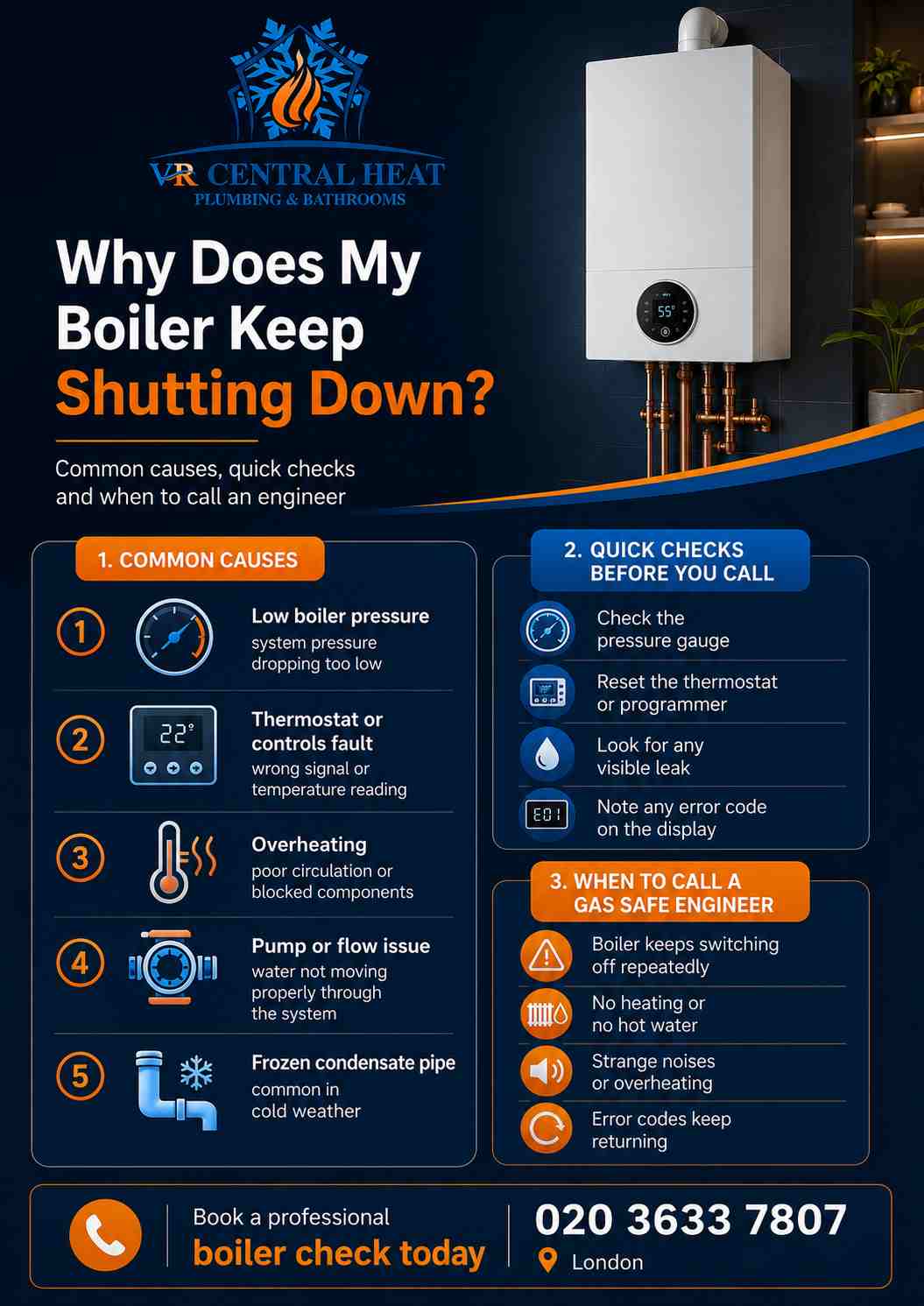 Boiler keeps shutting down infographic by VR Central Heat