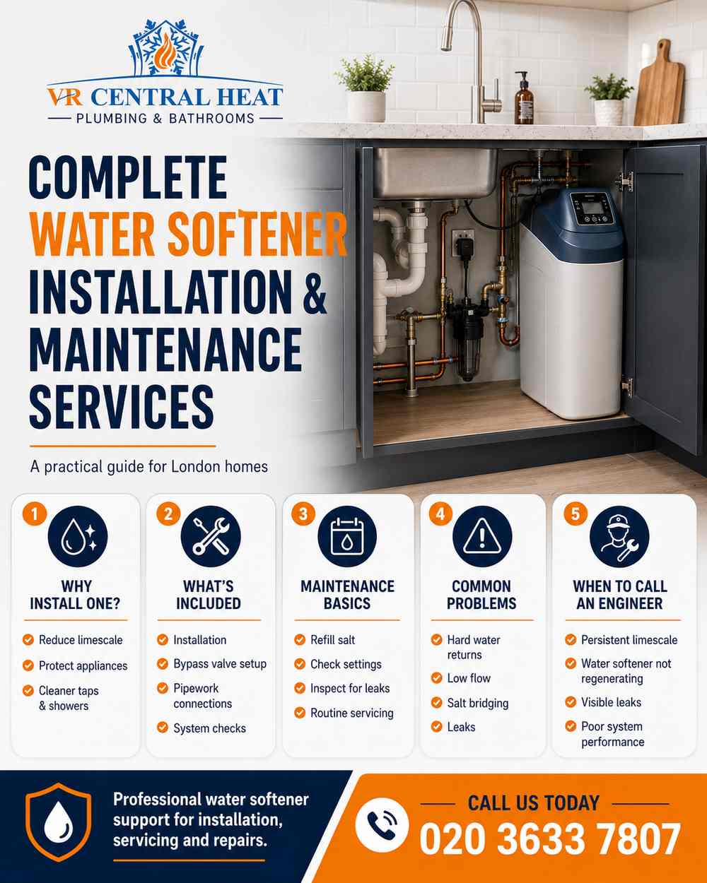 Water softener installation and maintenance services in London including benefits, maintenance, common problems and engineer support